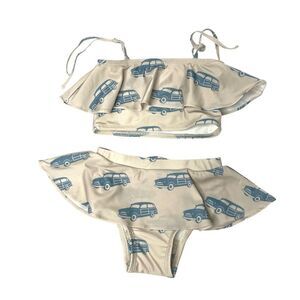 Kate Quinn swim set top and bottom Size 2T car print ruffle